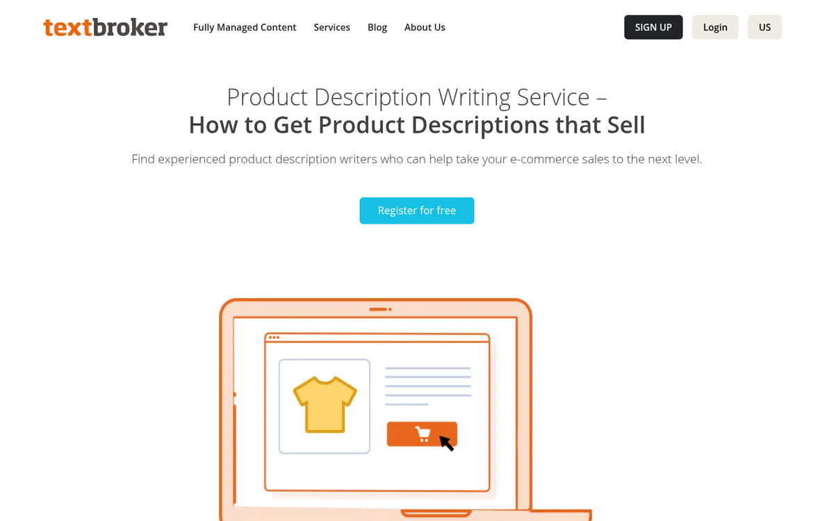 Textbroker website homepage screenshot
