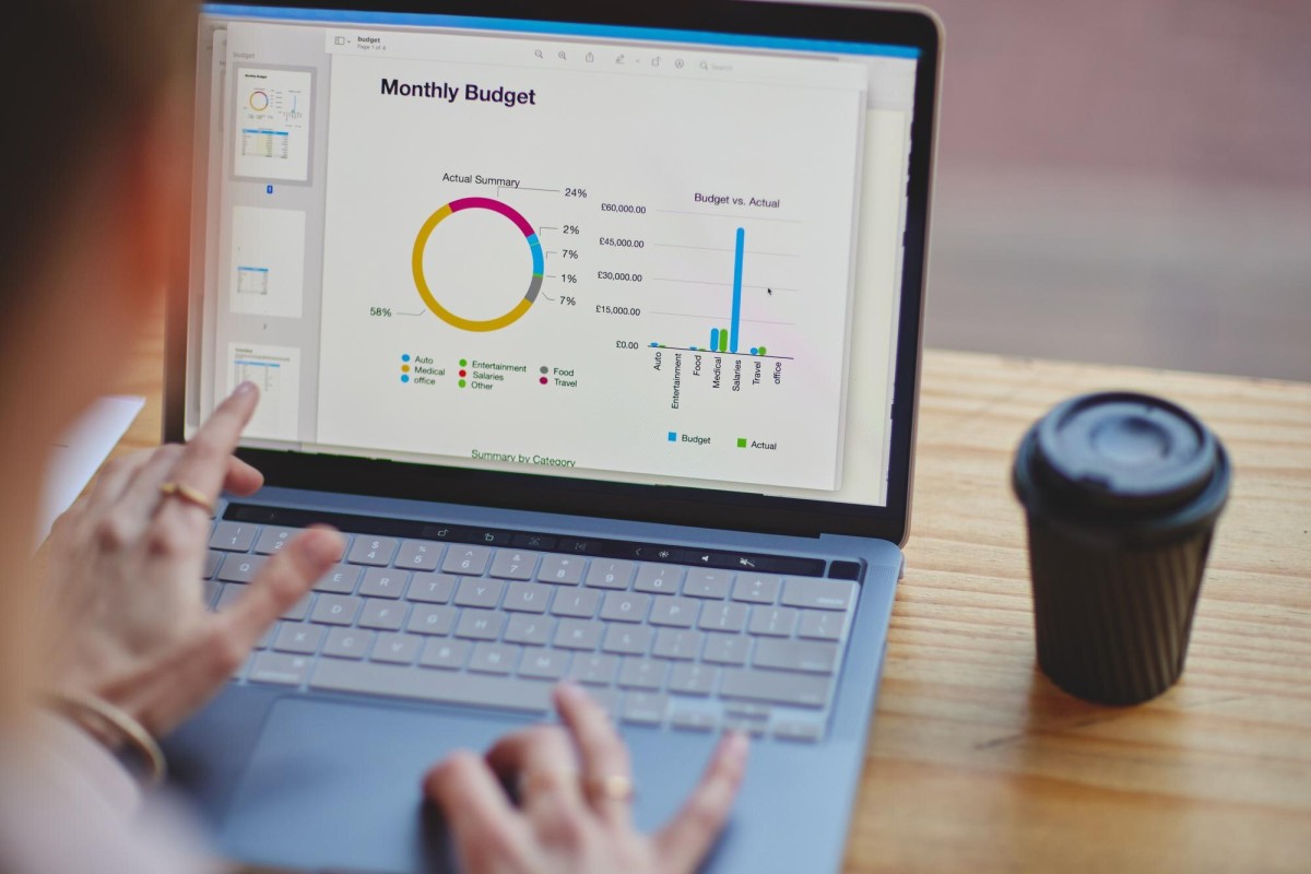 Person analyzing search performance data on screen