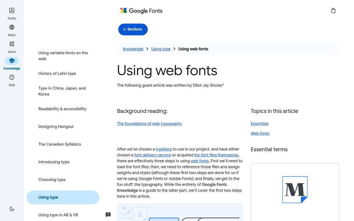 Google Fonts website displaying font options