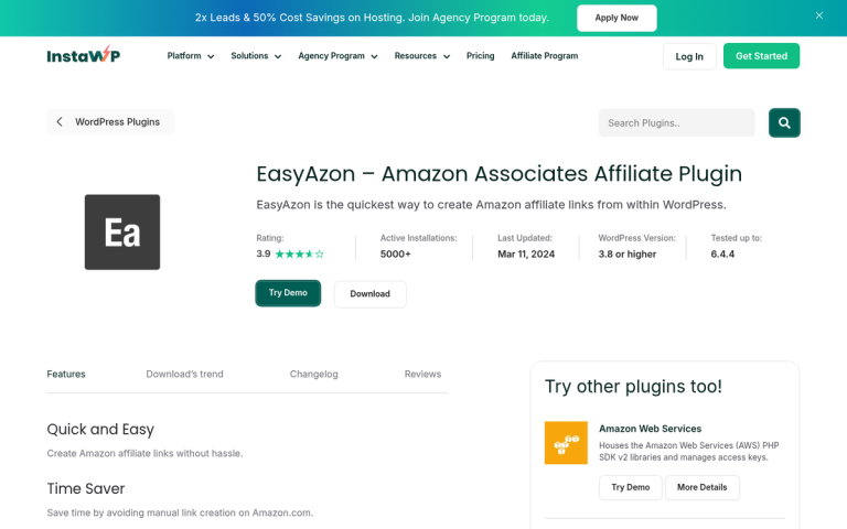 EasyAzon plugin interface on WordPress dashboard