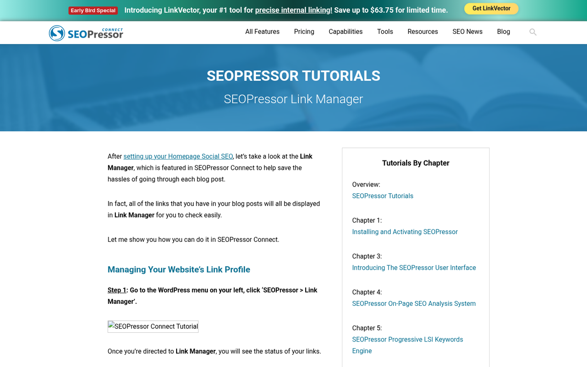 SEOPressor linking settings configuration panel