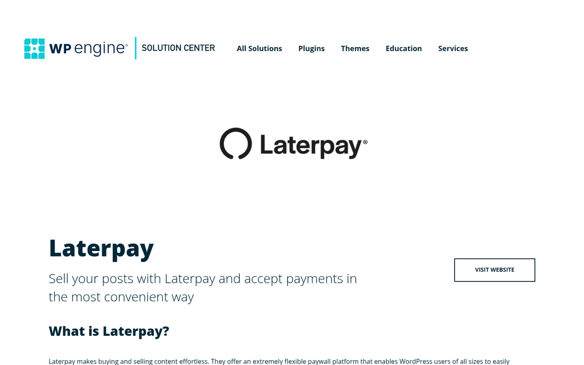 LaterPay shopping cart plugin website screenshot