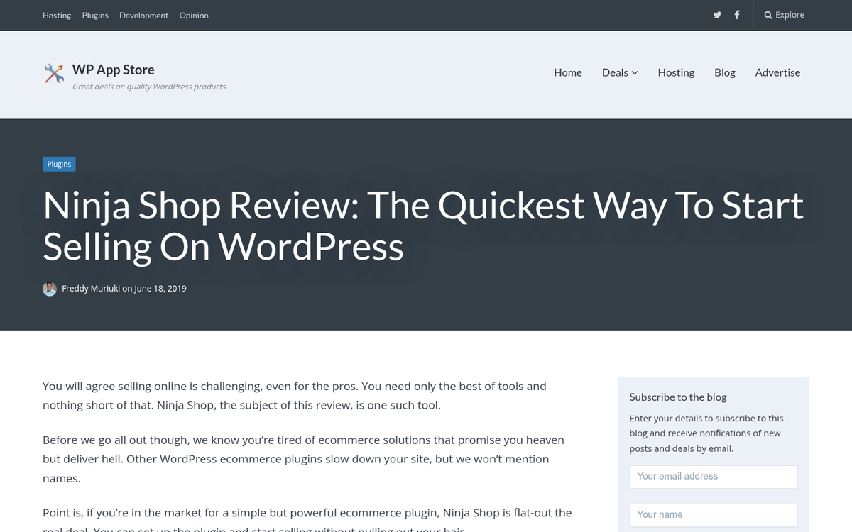 NinjaShop shopping cart plugin interface screenshot