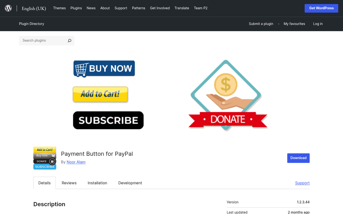 5sec PayPal Buttons plugin interface screenshot