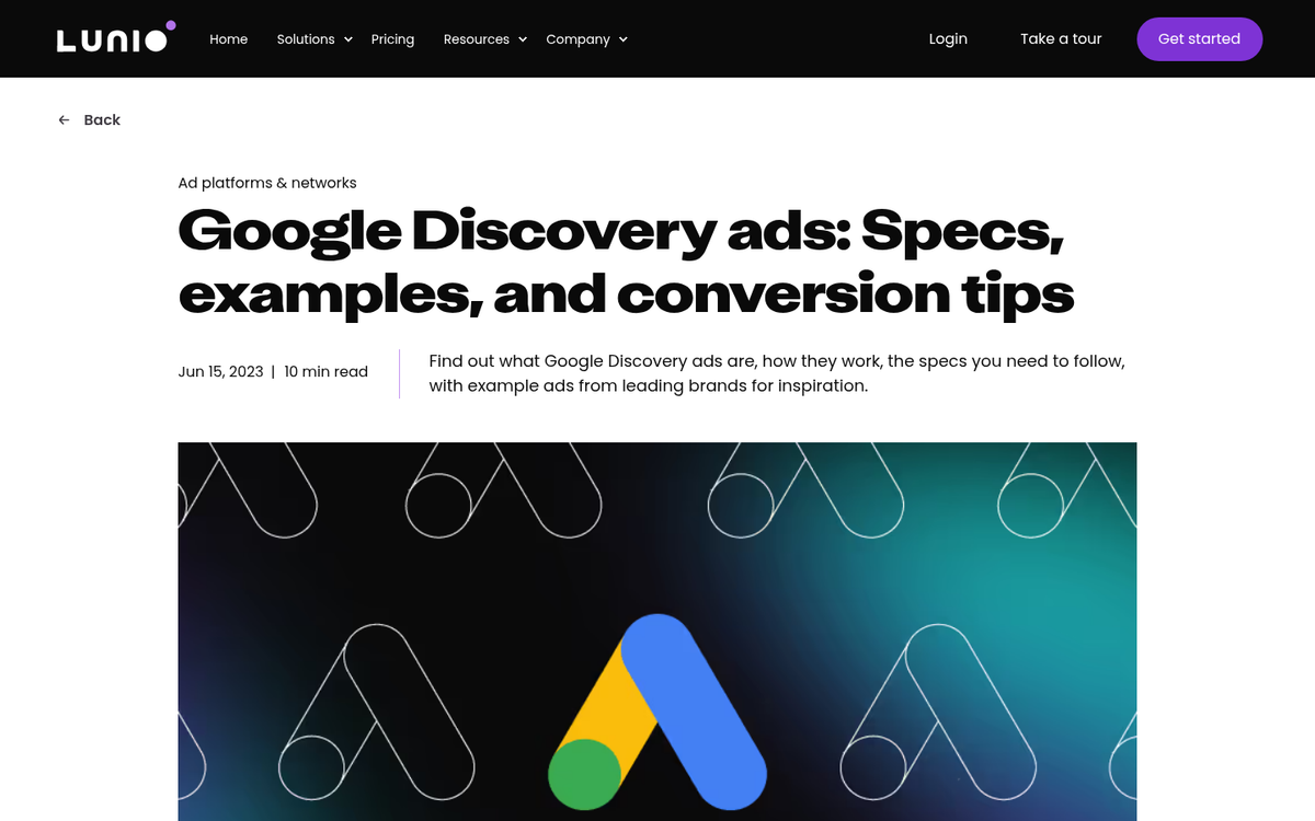 Google Discovery campaign ad example screenshot