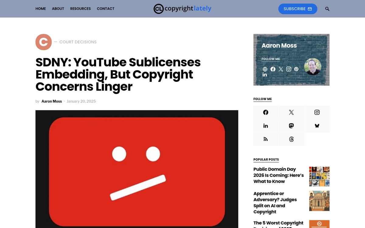 Website screenshot showing embedded video content