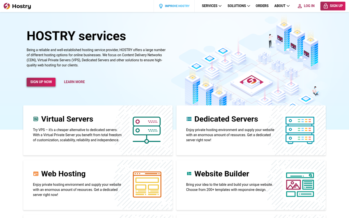 Hostry CDN website homepage screenshot