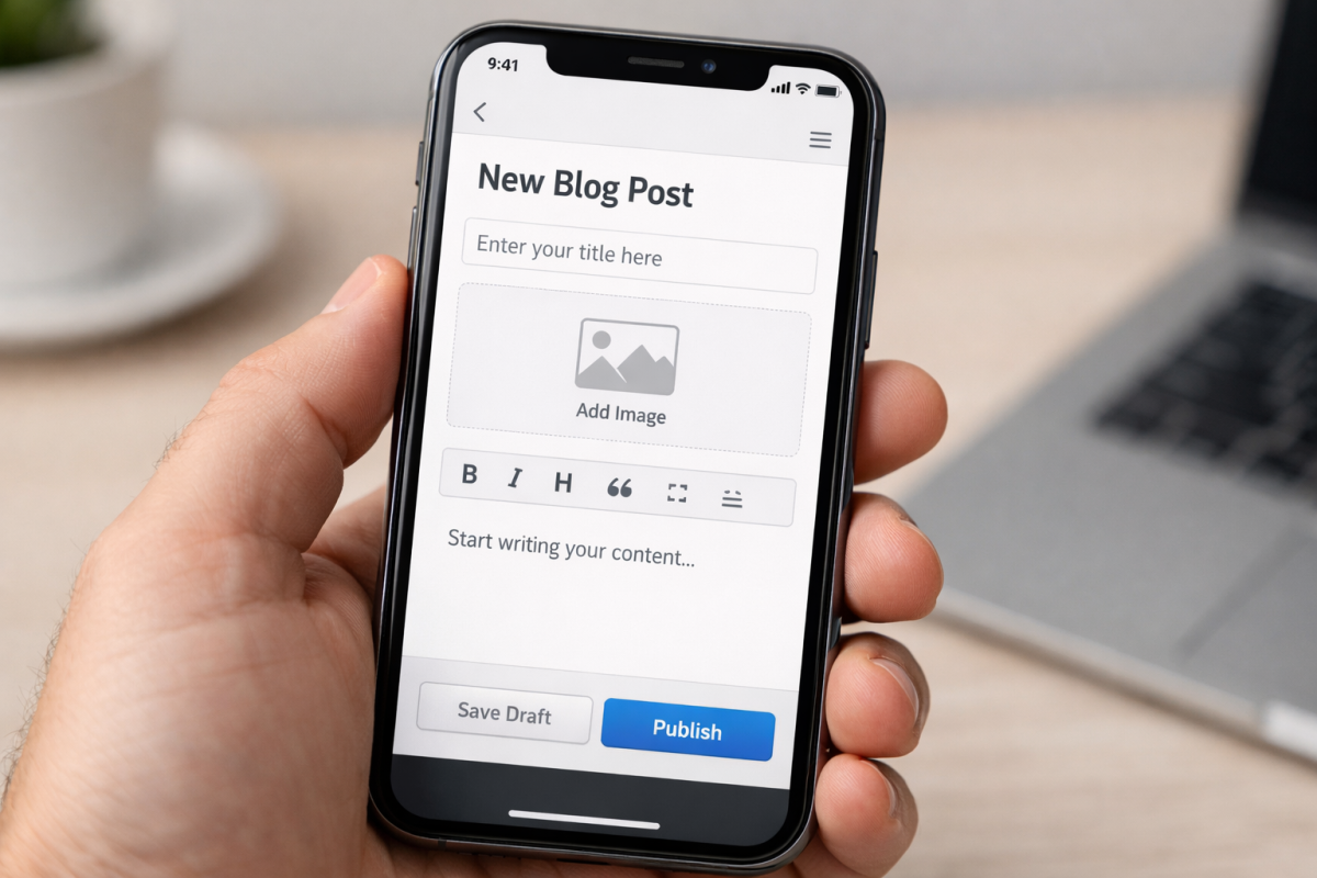 WordPress mobile app on a smartphone screen