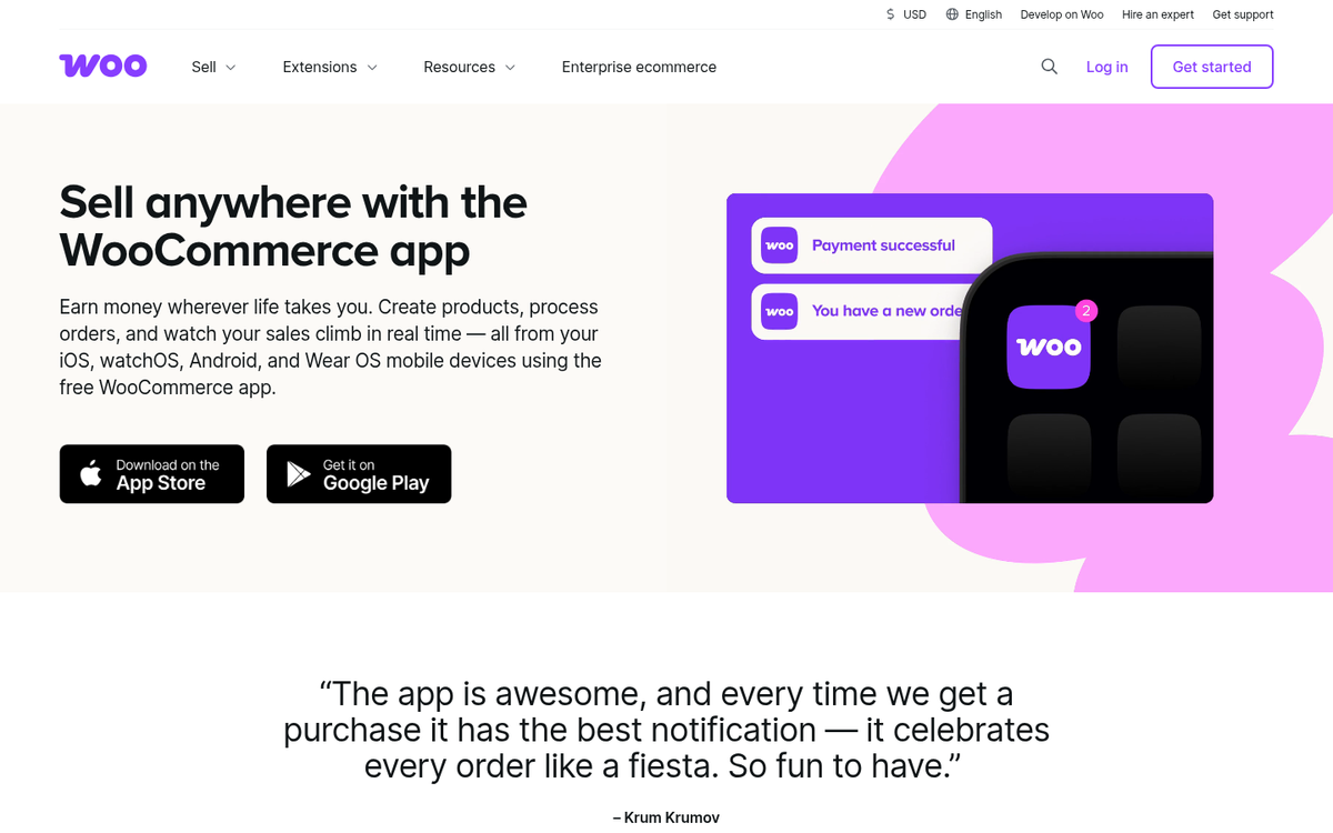 WooCommerce mobile store management interface screenshot
