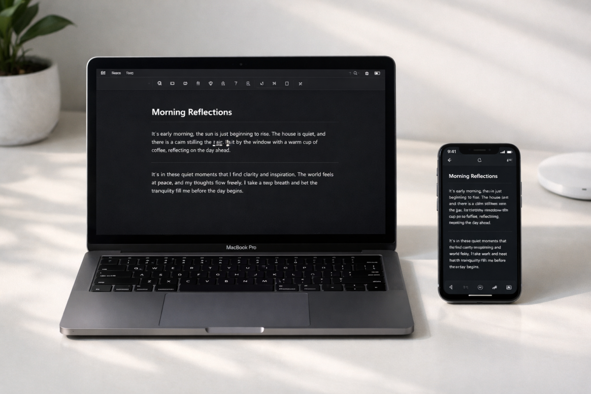 Ulysses writing app on mobile phone