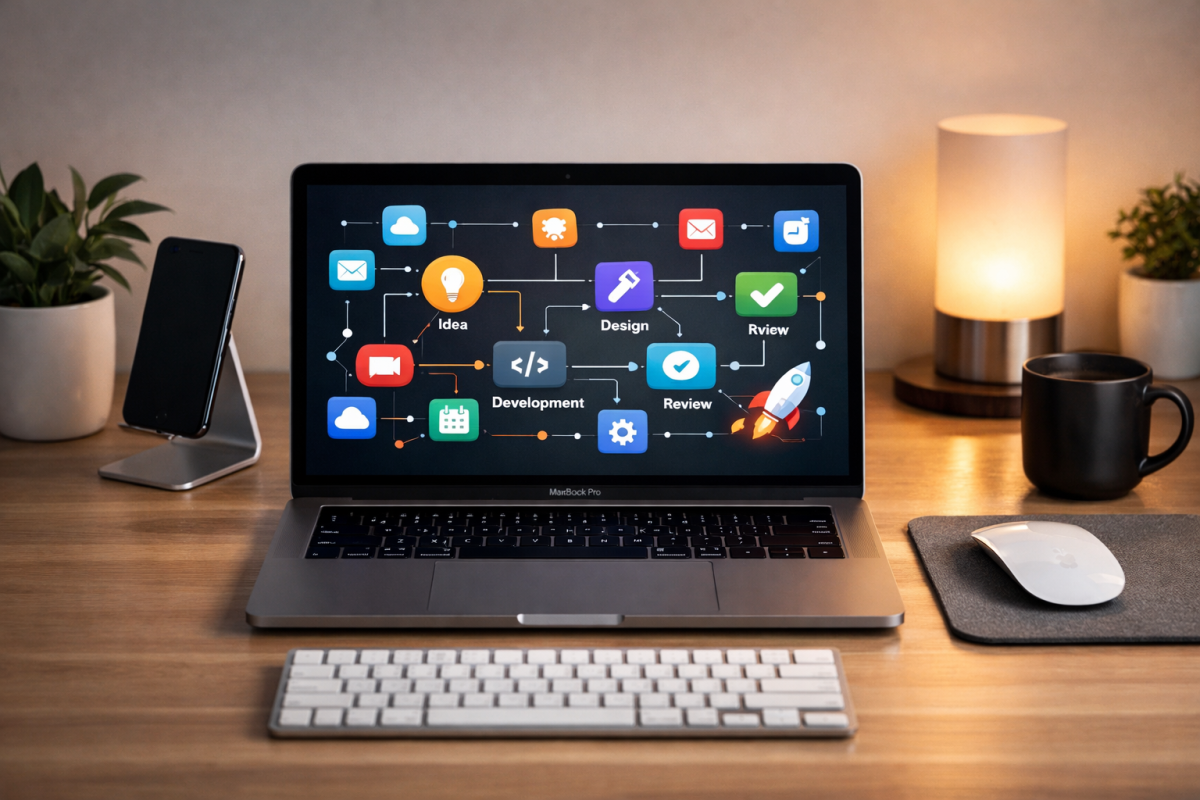 Zapier and Make automation workflow on phone