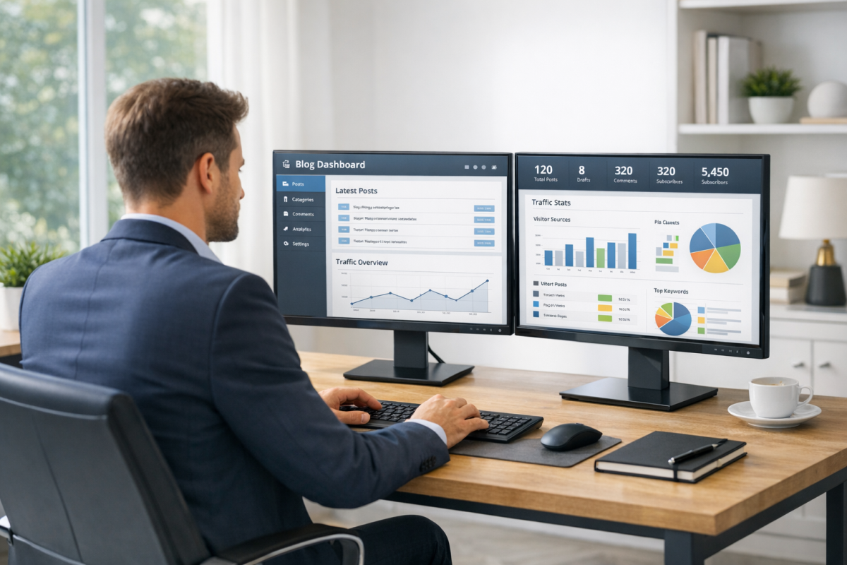 Person reading articles on Medium platform