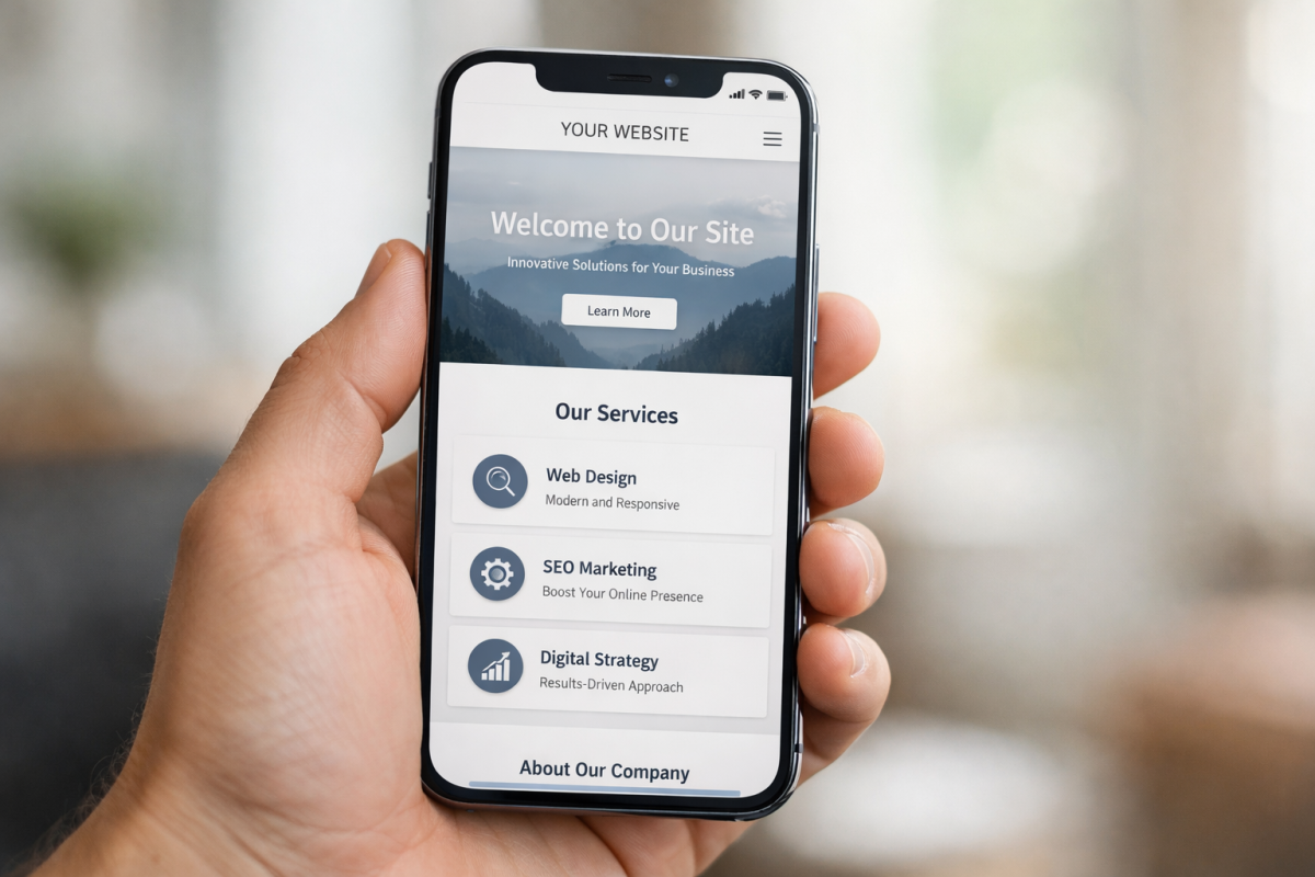 Mobile-friendly website displayed on smartphone screen