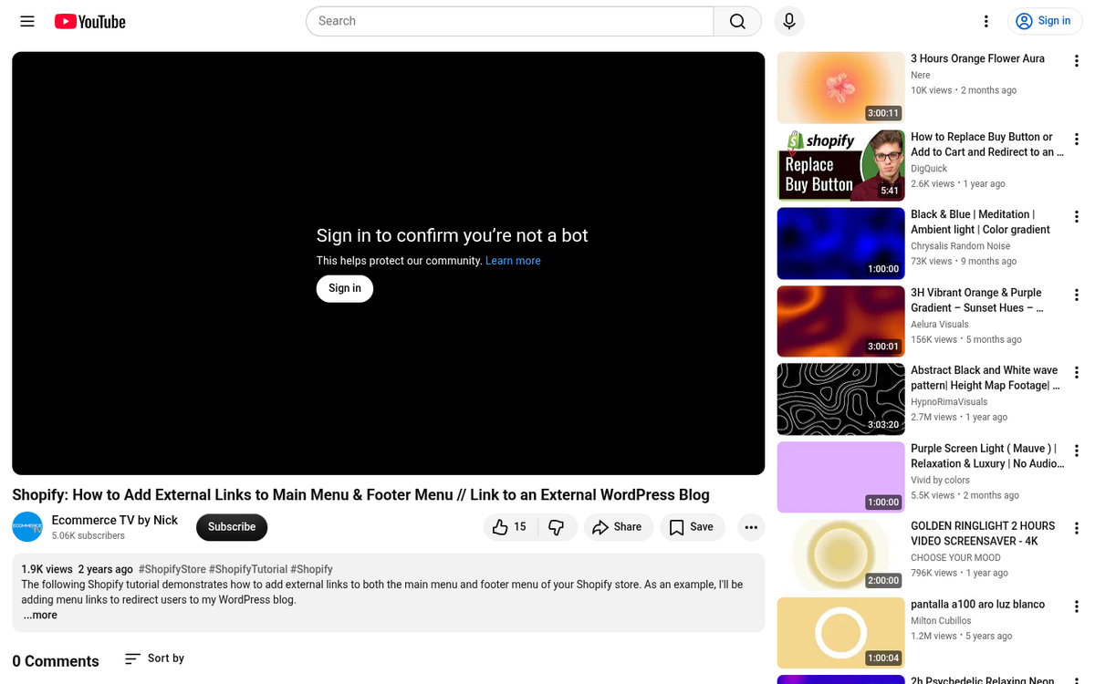 External blog linked to Shopify store screenshot