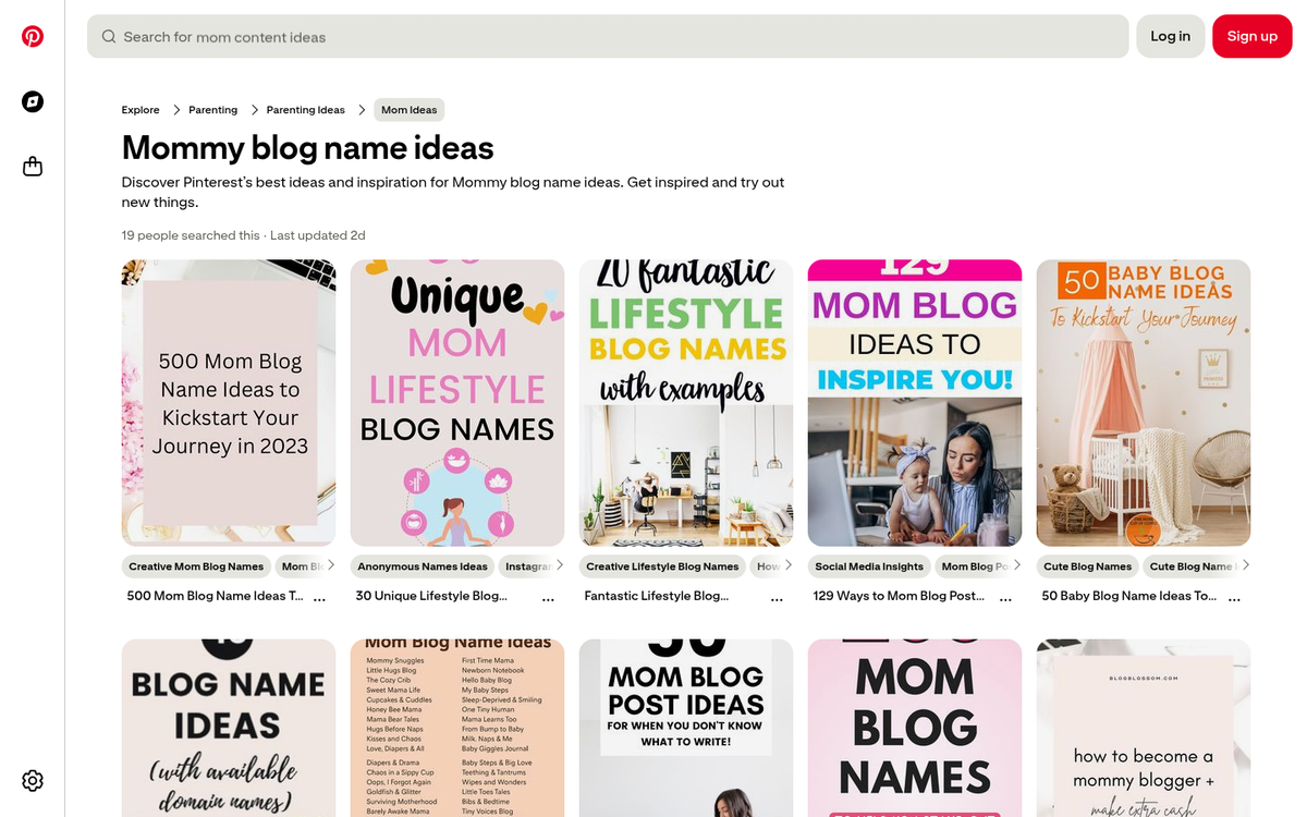 Mommy blog domain name search results
