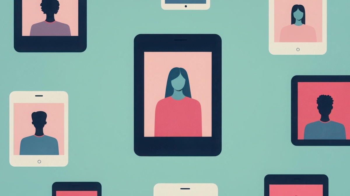 Mom managing social media profiles online