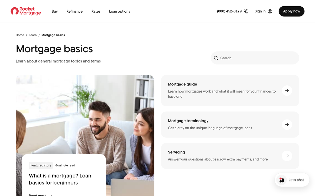 Rocket Mortgage corporate blog homepage screenshot
