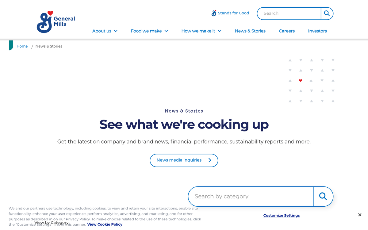 General Mills corporate blog homepage screenshot