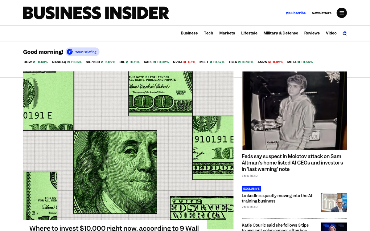 Business Insider corporate blog homepage screenshot