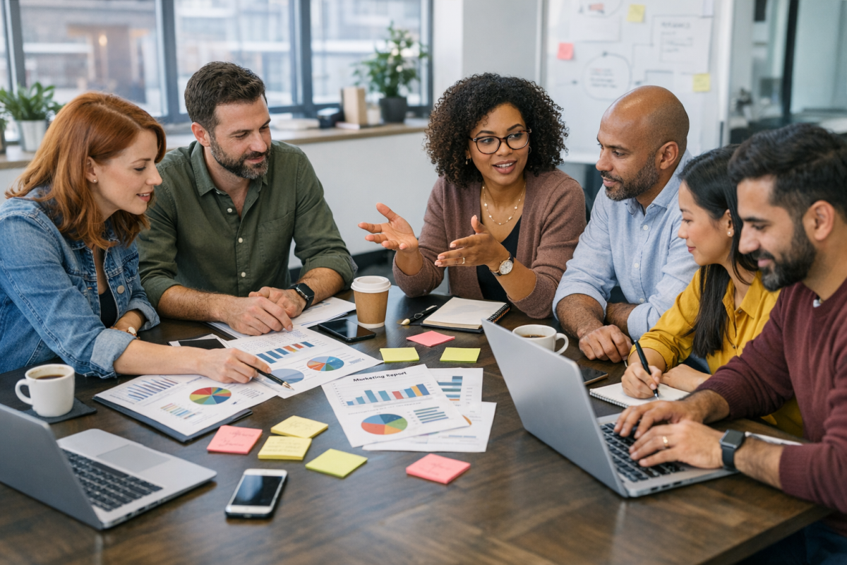 Content marketing strategy diagram and icons