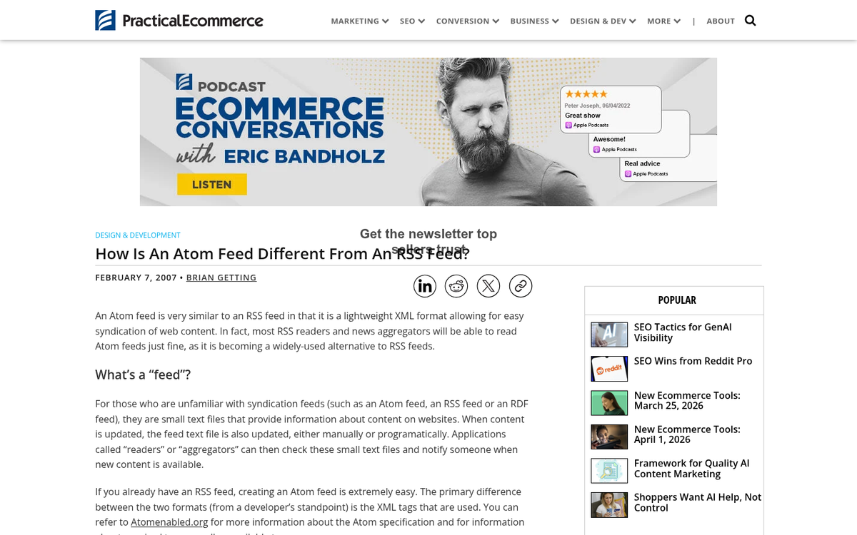 Atom and RSS feed format comparison