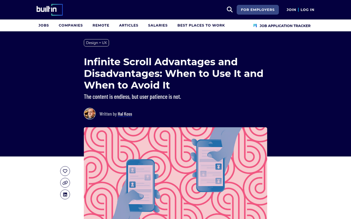 Website with infinite scroll layout example