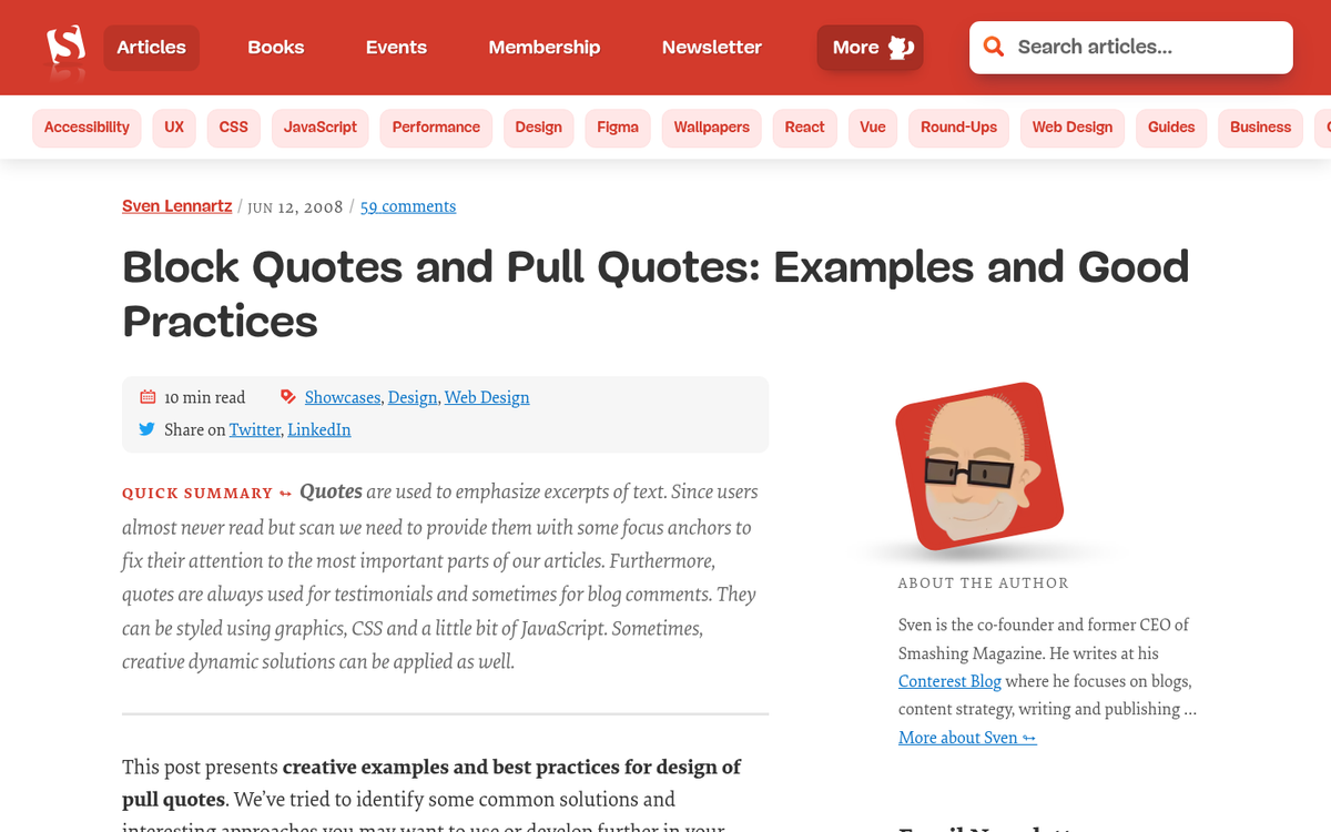 Screenshot of SEO friendly quote formatting example