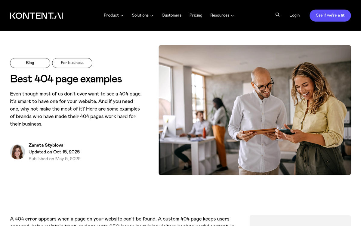 Website displaying a 404 resource not found error