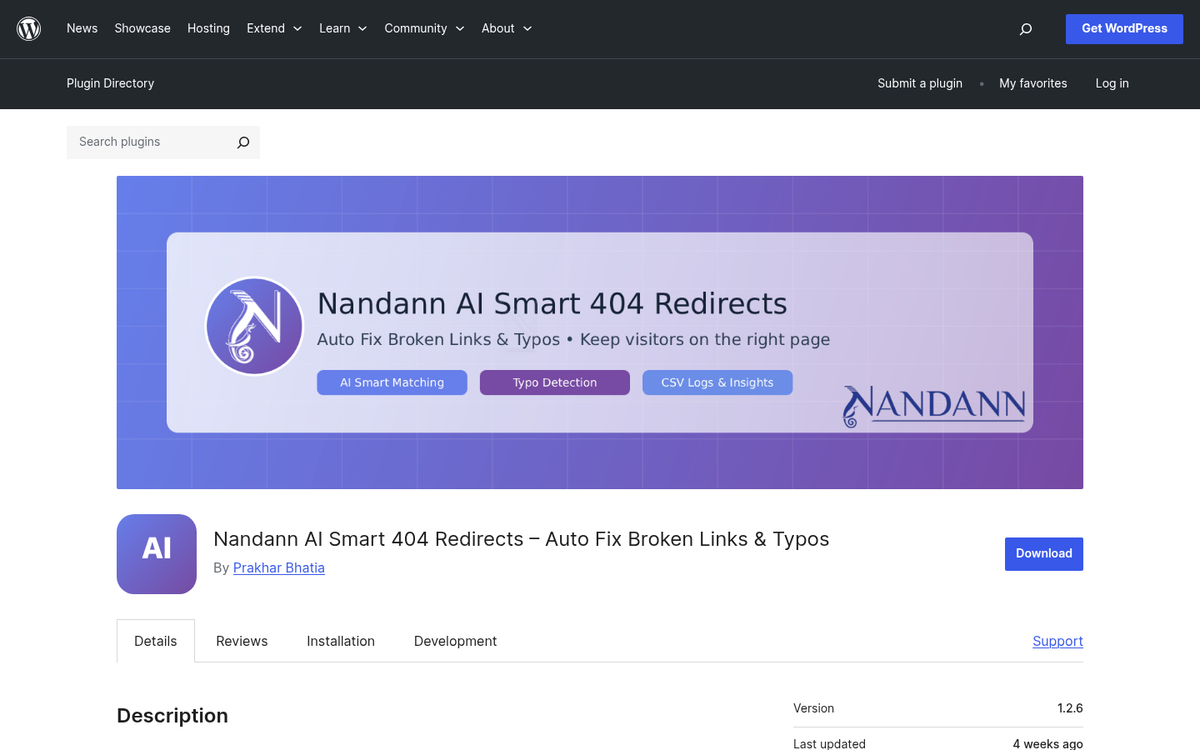 Browser showing a redirected 404 error page