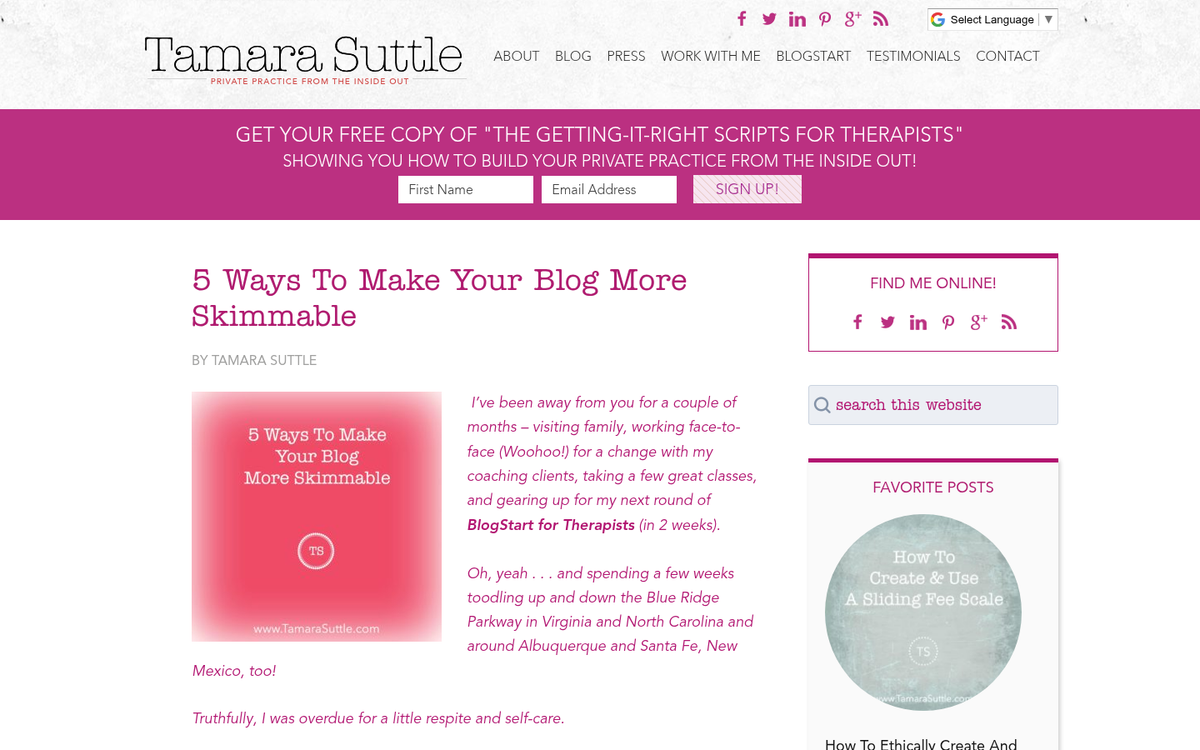 Blog post with headers and bullet points