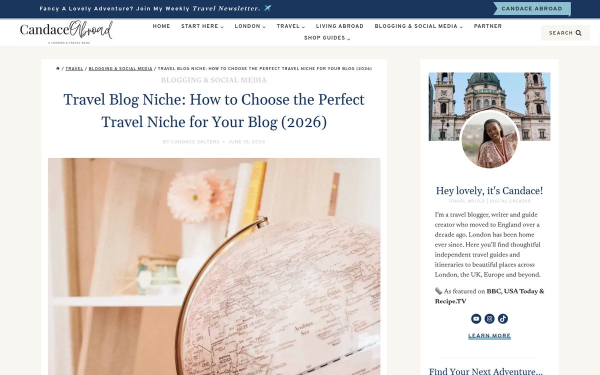Travel blog niche selection brainstorming concepts