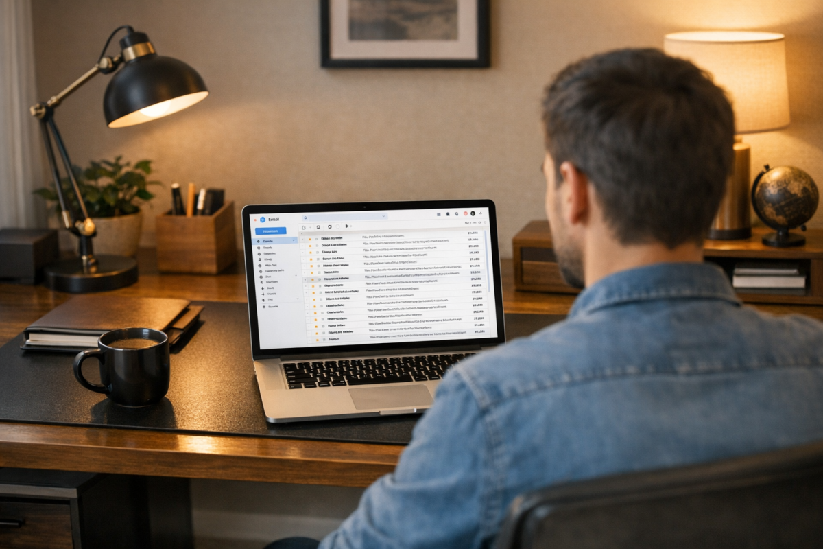 Email list signup form on laptop screen