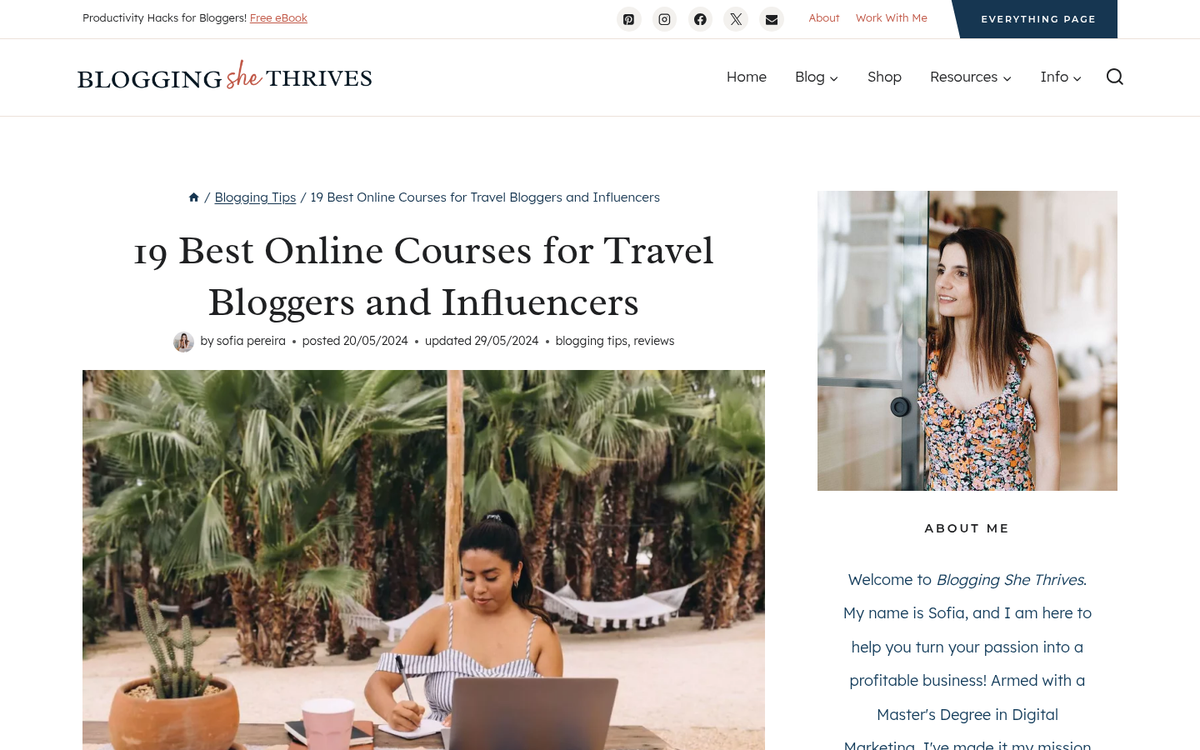 Travel blogger selling digital guide online