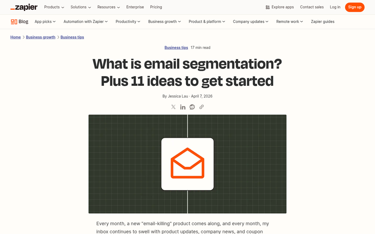 Email list divided into audience segments