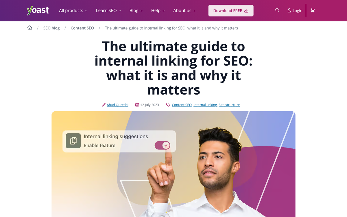 Blog post with linked product text
