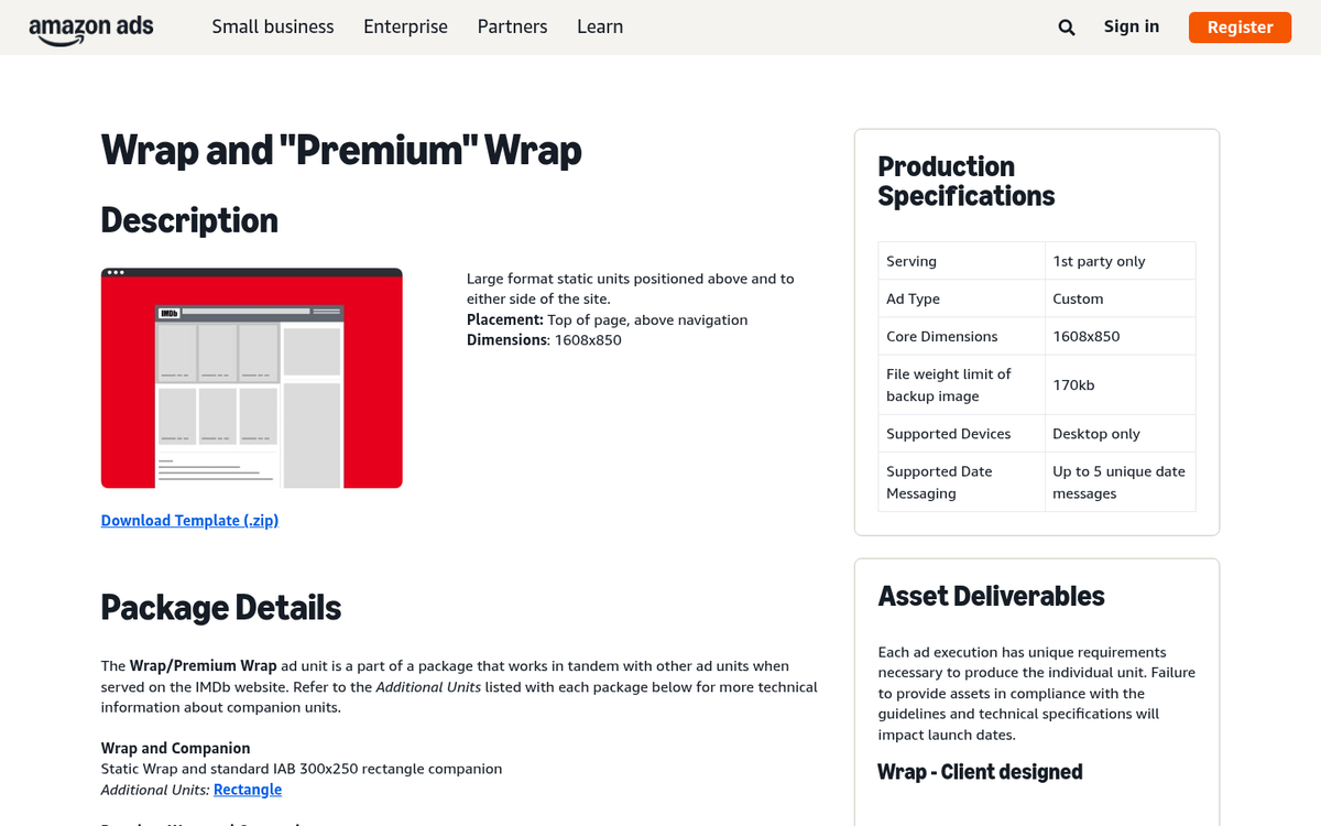 Full website wrapped in promotional banner design