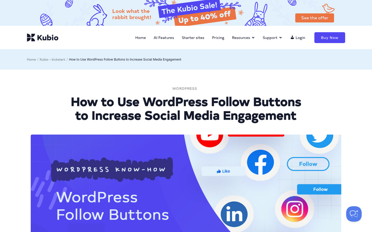 Social media buttons with directional arrows overlay