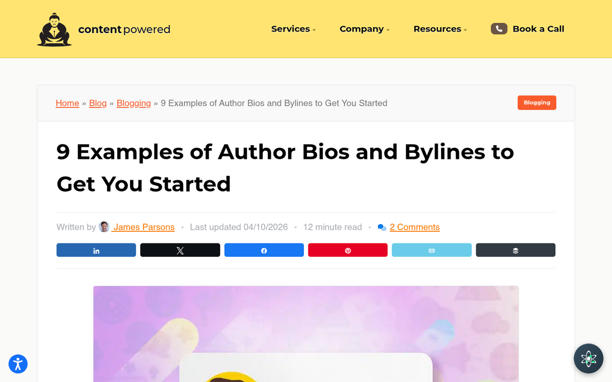 Blog post with author byline displayed