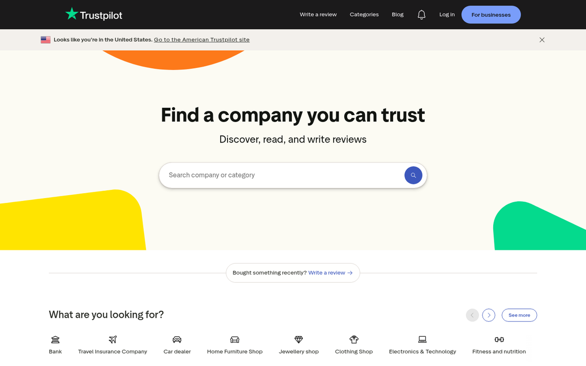 Website reviews and ratings dashboard screenshot