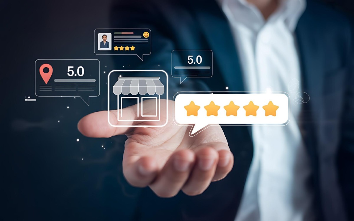 Person managing online reputation and reviews