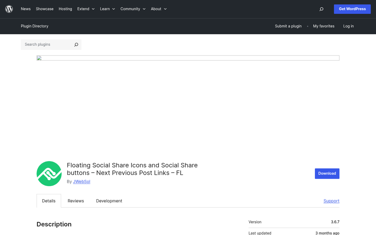 Social media follow buttons on blog post