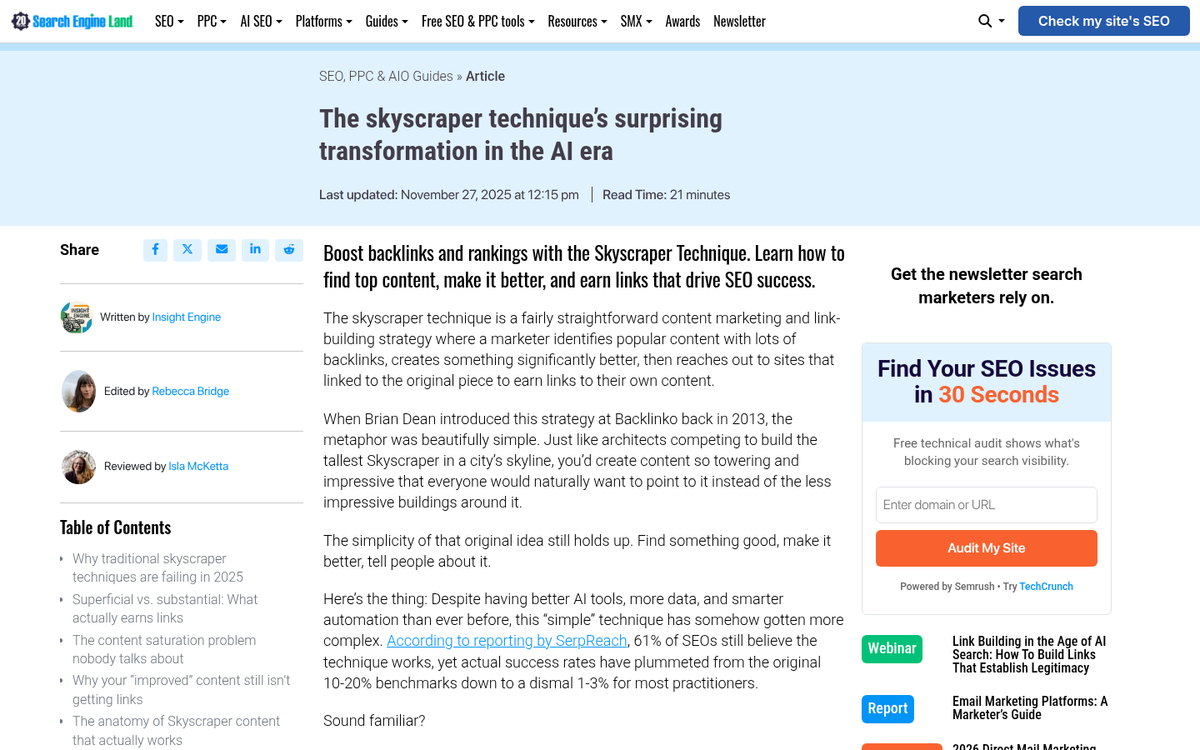 Competitor website analysis comparison screenshot