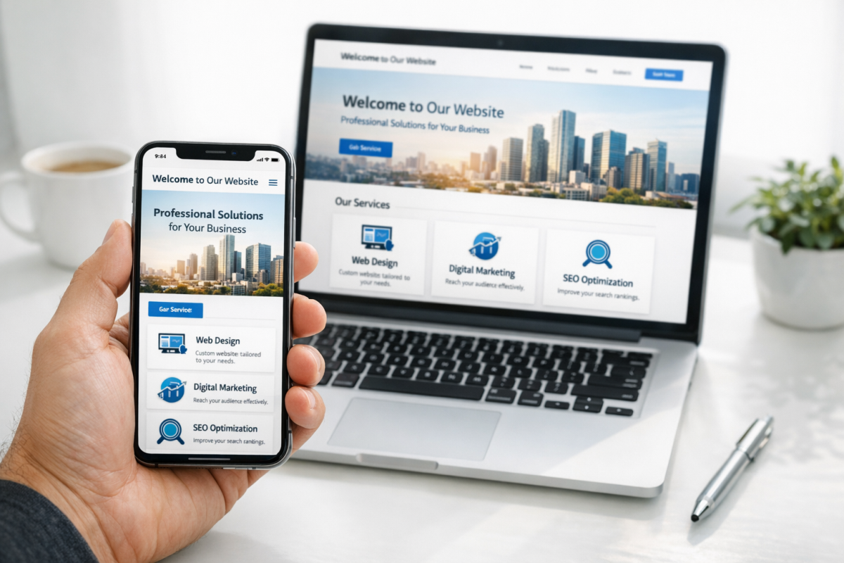 Mobile-friendly website displayed on smartphone screen