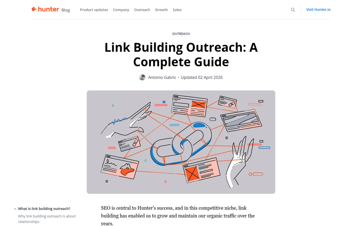 Website with external link building opportunities