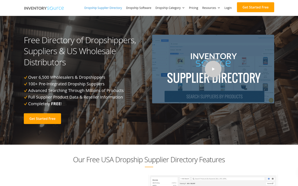 Dropshipping supplier website search results page