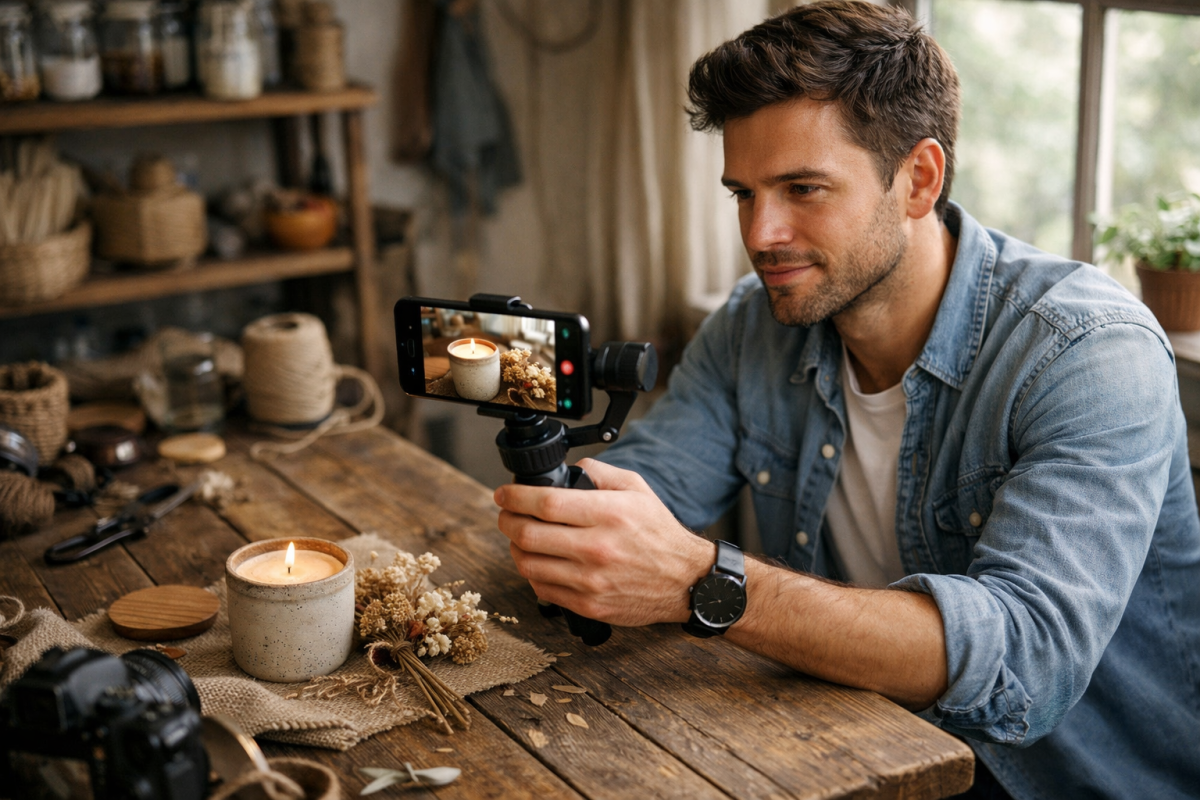 Person sharing content on social media