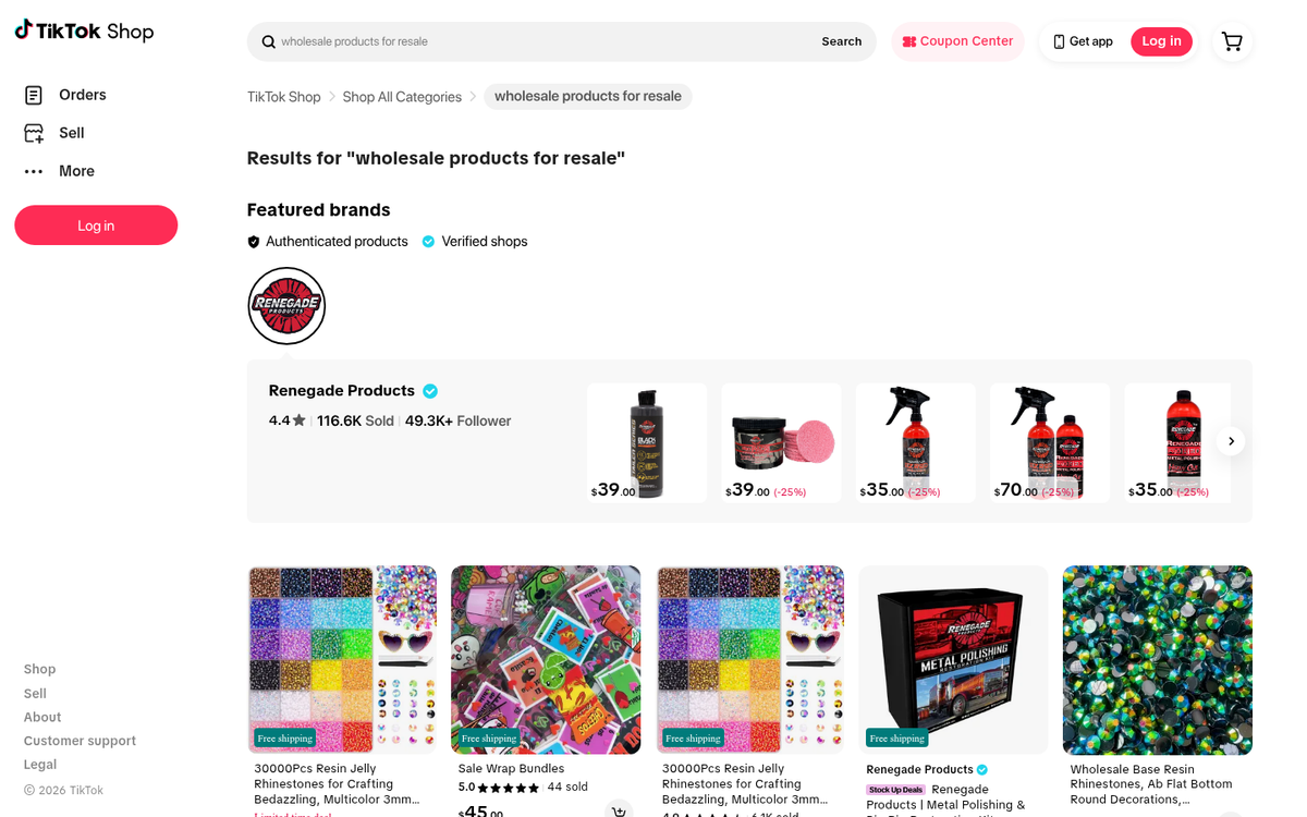 Web reseller platform displayed on screen