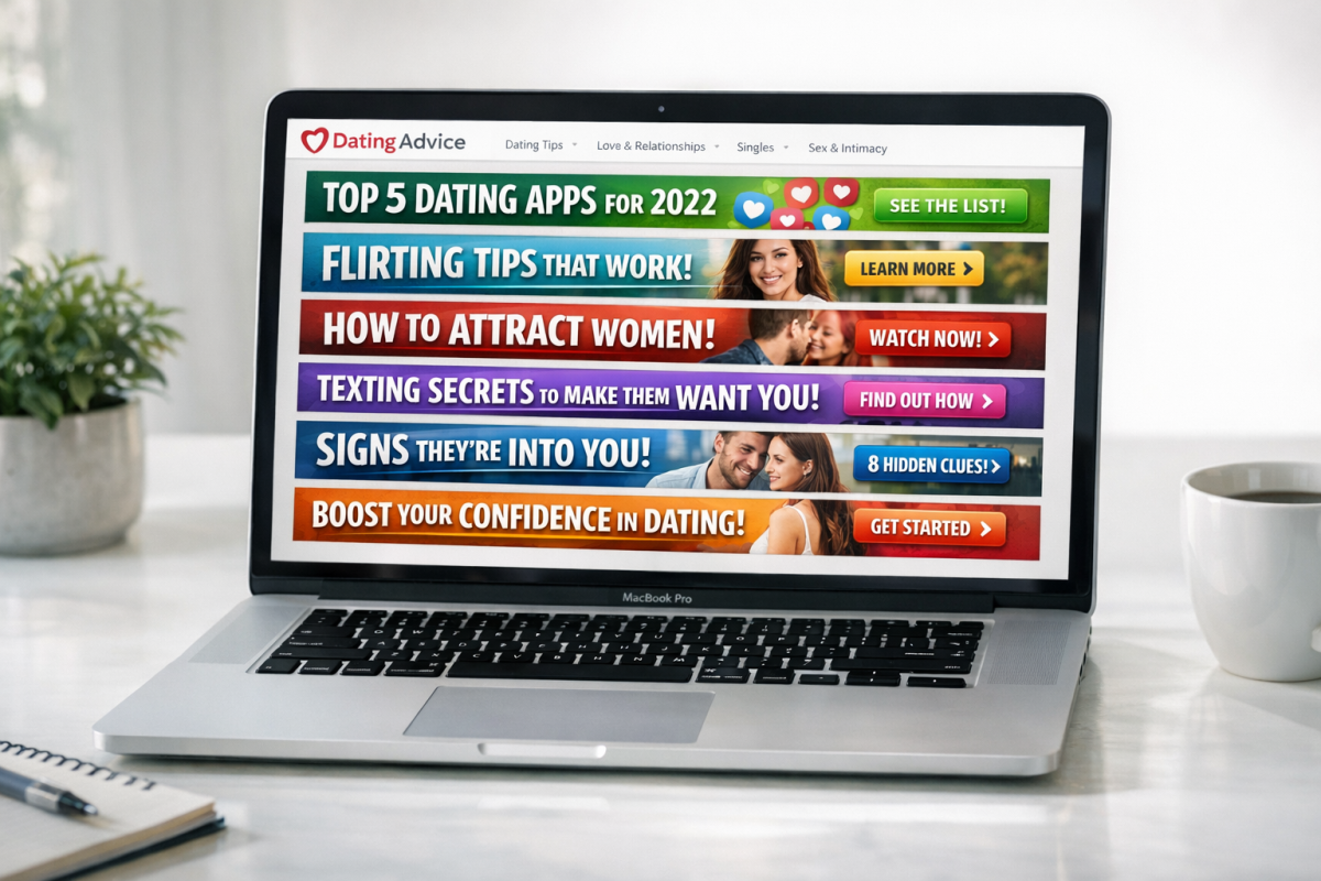 Display ads on a dating website interface