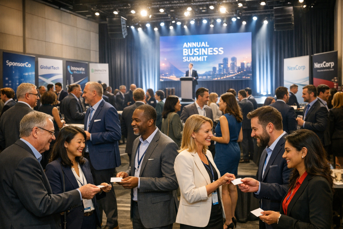 Couples mingling at a sponsored dating event