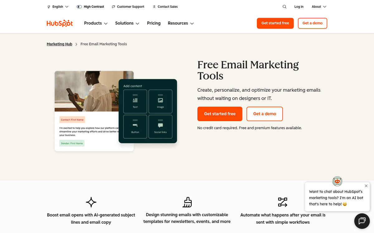 HubSpot email marketing platform dashboard interface